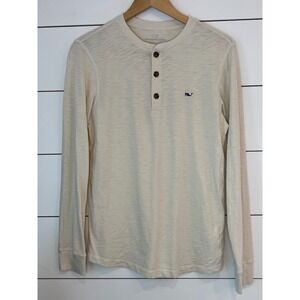 Vineyard Vines Men's Beige Henley 100% cotton preppy neutral